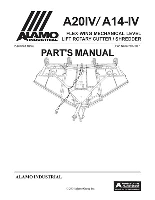 Servic Mechanical Level Lift Rotary Cutter-Shredder ALAMO A20IV A14-IV Flex-Wing