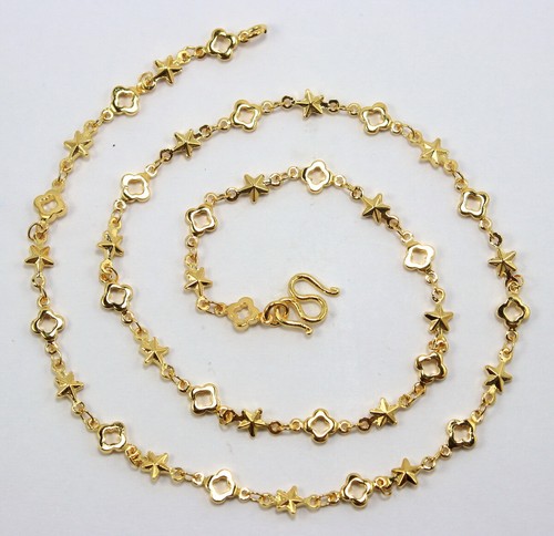 LOOK! Chic 18" Necklace 24K Yellow Gold GP Baht Thai Handmade Chain GT43 - Picture 4 of 8