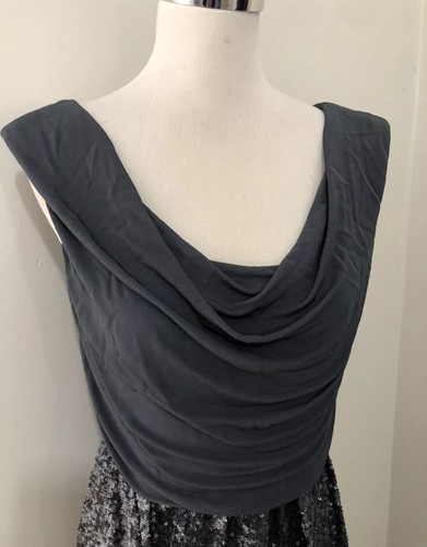 MATTHEW EAGER Sequin Contrast Cowl Neck Evening Dress. Fits Size 10. - Picture 4 of 8