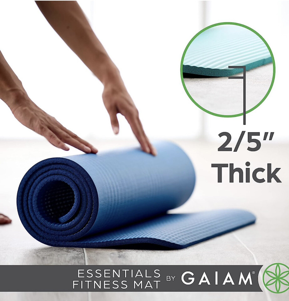 Gaiam Essentials Thick Yoga Mat Fitness & Exercise Mat with EasyCinch