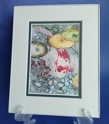 Framed Matted Print of Watercolor Koi Fish by Hana Crawford