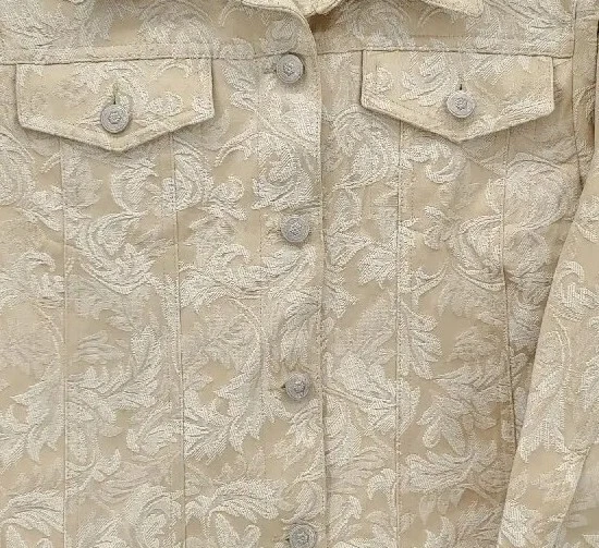 Chaqueta Hearts of Palm Damasco Cachemira en Tostado/Marfil con Bordado Crema Talla 10 Foto 4 de 4