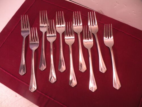 Set Of 10 Farberware BAYPORT Stainless Salad Forks 6 3/8”