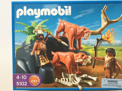 Playmobil #5102 - Saber-Toothed Cat with Cavemen New in box/Hard to find