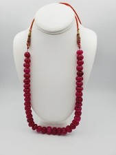 Dyed Ruby Gemstone beaded necklace 40"