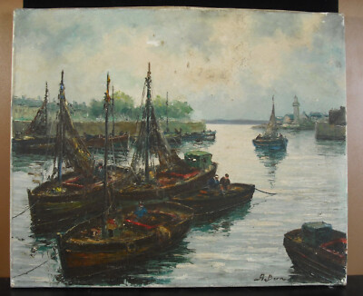 Albert BERN c1930 Öl Auf Leinwand Bretagne Hafen Von Concarneau Dournenez