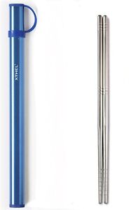 Kuvik Titanium Chopsticks with Magenta Carrying Case Ultralight and Reusable