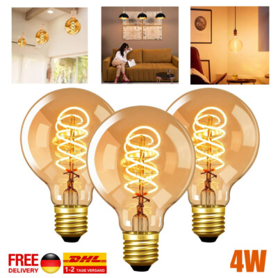 3x E27 G80 LED Edison 4W Vintage Retro Lampe Glühlampe Filament Glühbirne Birne