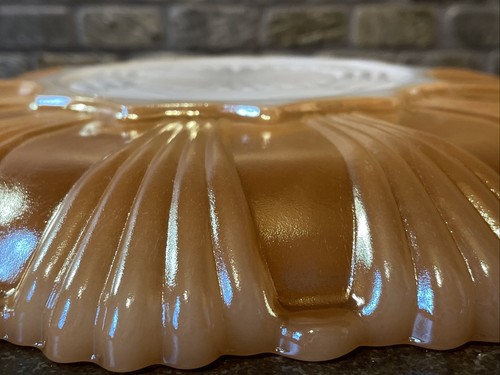 Vintage Peach Lustre Milk Glass 3-Section Divided Dish Spring Holiday Table - Picture 5 of 7