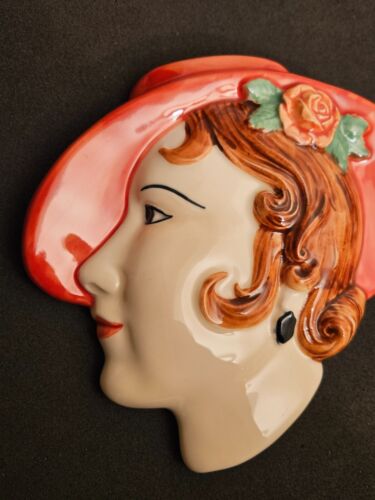 Moorland Pottery Chelsea Works Art Deco Themed Face Wall Plaque /Mask (i - Picture 2 of 8