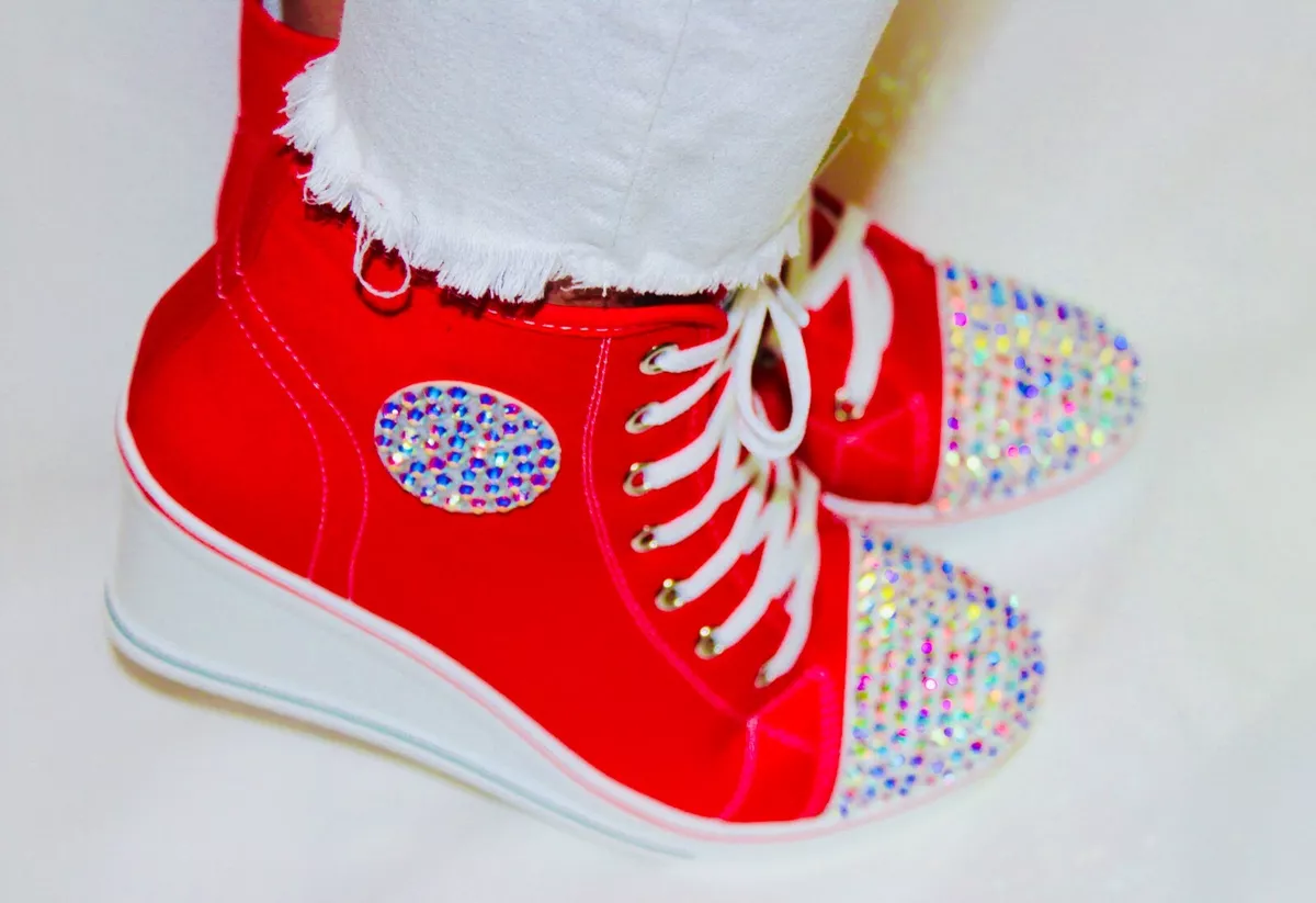 Rhinestone clearance wedge sneakers