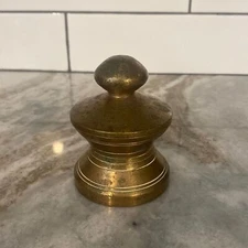 Antique vintage solid brass lidded inkwell stationery primative