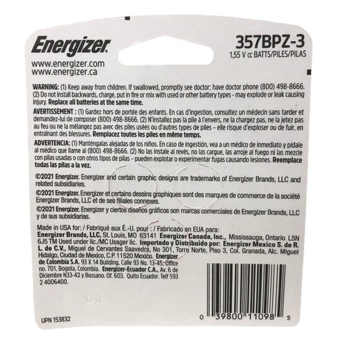 Energizer 357 1,55 V 3er-Pack Batterie Ablaufdatum 03/26 10 Packungen 30 Batterien insgesamt - Bild 3 von 4