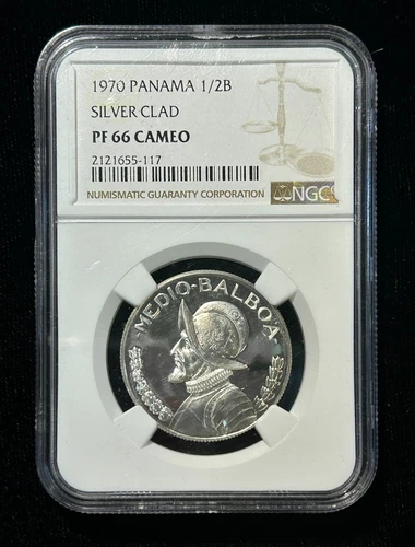 1970 Panama 1/2 Balboa Silver Clad NGC Graded PF66 Cameo 