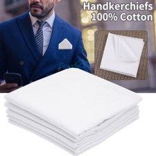5 Pcs 100 Cotton Men Handkerchiefs Hanky Pocket Square Hankie Lot Set Vintage