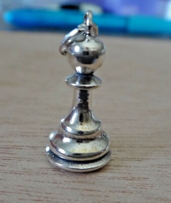 3D 10x21mm 4g Bauer Schachspiel Figur Sterlingsilber Charm
