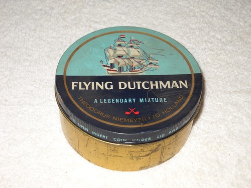 Olandese volante vintage 4 oz. Lattina di tabacco rotonda, Theodorus Niemeyer Ltd, Olanda