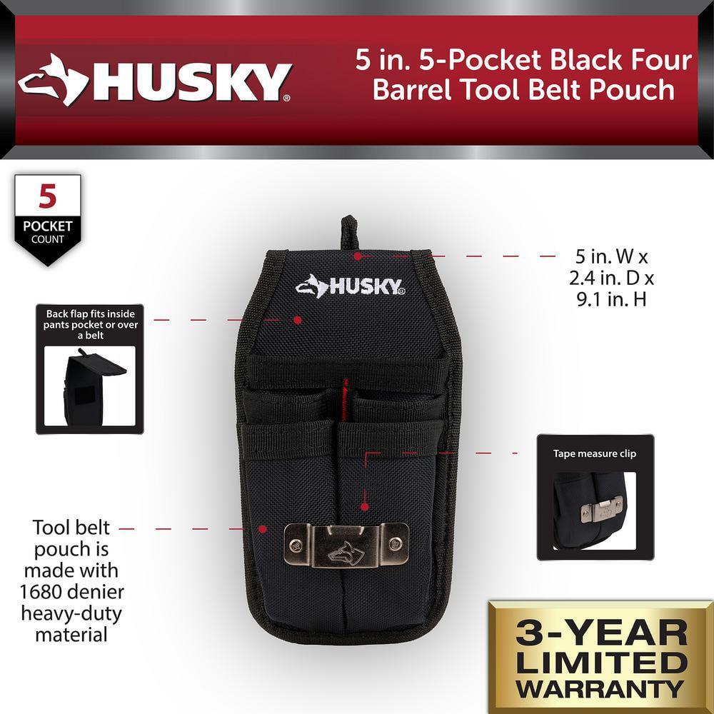 Kids Husky Work Belt 5-Pocket Black Four Barrel Tool Belt Pouch