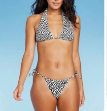 Women’s Wild Fable Cheeky Side Tie Bikini Bottom Black/White Check XXS NWT