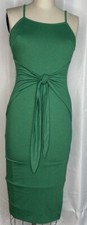 WOMEN'S WRAP DRESS TANK SLEVELESS LONG GREEN SIZE SMALL