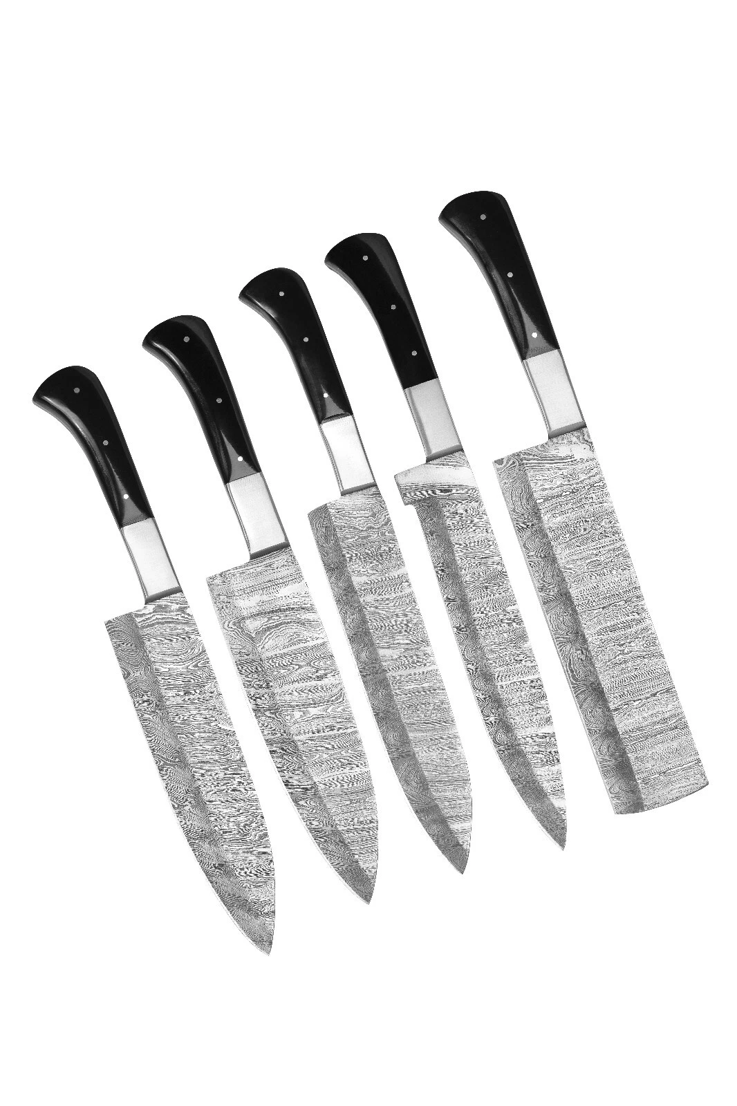 Damascus Steel Knife Set of 5 Custom Handmade Forged Chef Kitchen Regular Knives