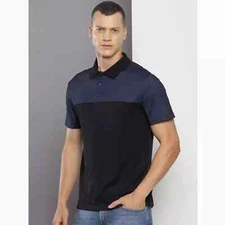 NWT Calvin Klein Dark Sapphire Blue/Black Short Sleeve Men's Polo Shirt Size S
