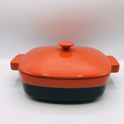 KitchenAid Streamline Ceramic Bakeware 1.9-Quart Casserole Brown Orange