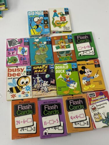 Vintage Lot Space Race Disney Old Maid ABC Go Fish flash Card game  ED U CARDS ! - Zdjęcie 1 z 6