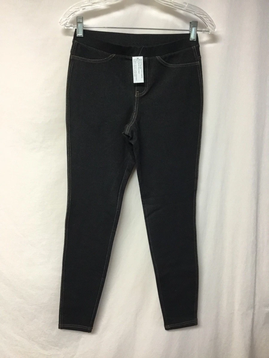 NWOT Women's No Nonsense Twill Denim Leggings Size Small Black Wash #1028P