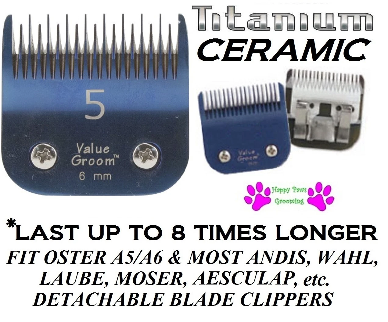 Pro Edge TITANIUM CERAMIC 5 SKIP BLADE*Oster A5,Andis AGC Clipper Pet GROOMING