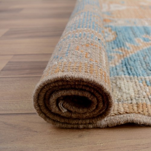 Vegetable Dye Peach Floral Oushak Turkish Rug 9x10 Wool Handmade Dining Room Rug - Picture 9 of 9