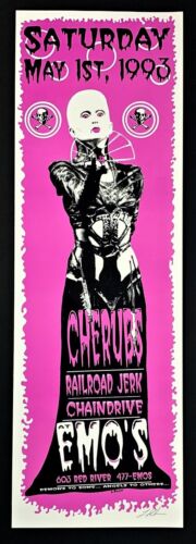 Cherubs POSTER Railroad Jerks Chaindrive Signed by Lindsey Kuhn 93-11 Austin TX