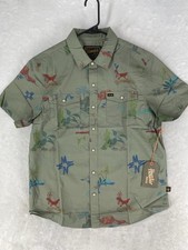 Howler Brothers Shirt Mens Medium H Bar B Snapshirt Vision Quest Olive NEW 85