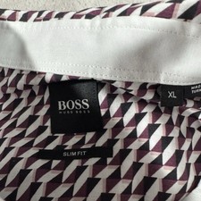 Hugo Boss 100 Viscose Long Sleeve Button Up Shirt Mens XL Patterned Slim