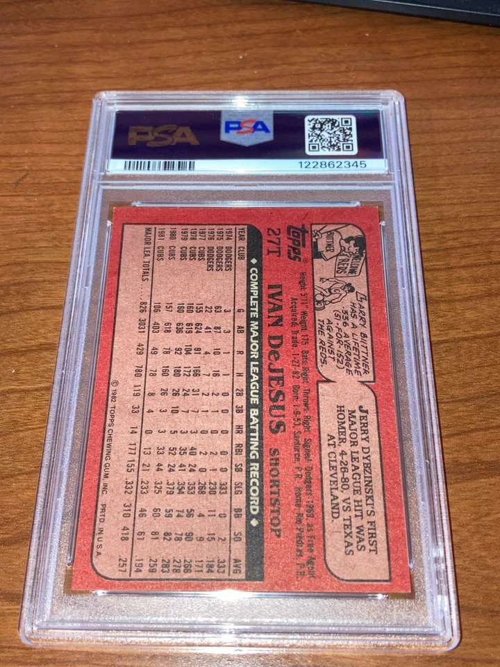 1982 Topps Traded Ivan DeJesus Graded PSA 9 MINT Phillies, #27T - Image 4 of 4