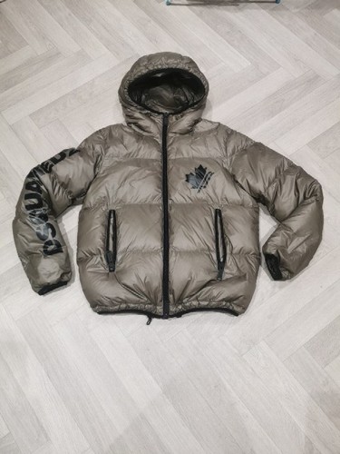 DSQUARED2 KHAKI/gold GOOSE DOWN QUILTED PUFFER JACKET SIZE 48 - Picture 1 of 7