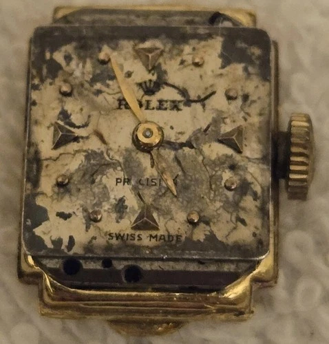 VINTAGE ROLEX LADIES 18K 750 YELLOW GOLD PRECISION WATCH - PARTS OR REPAIR