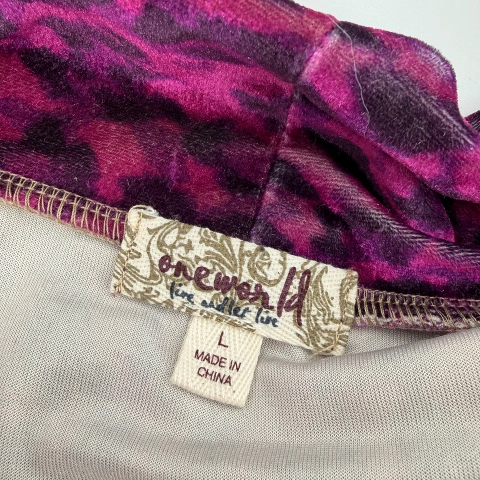 Cárdigan para mujer One World manga larga frente abierto kimono leopardo estampado cachemira Foto 3 de 4