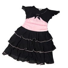 Y2K Amy's Closet Black Pink Ruffle Tiered Fairy Dropwaist Dress Cute XS
