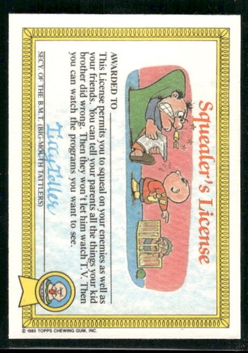 1985 Topps Garbage Pail Kids Series 1 (UK) #4a Fryin' Brian Matte Back NM+ - Picture 2 of 2
