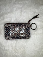 Vera Bradley Mahogany Medallion zip ID Case Wallet, Brown Floral