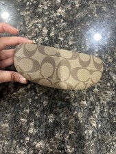 Coach Signature Monogram Hard Case Brown Felt Lining Eyeglass Case