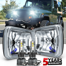 Pair 7x6 Headlights Hilo Beam Drl H6054 For 1986 1987-1995 Jeep Wrangler Yj