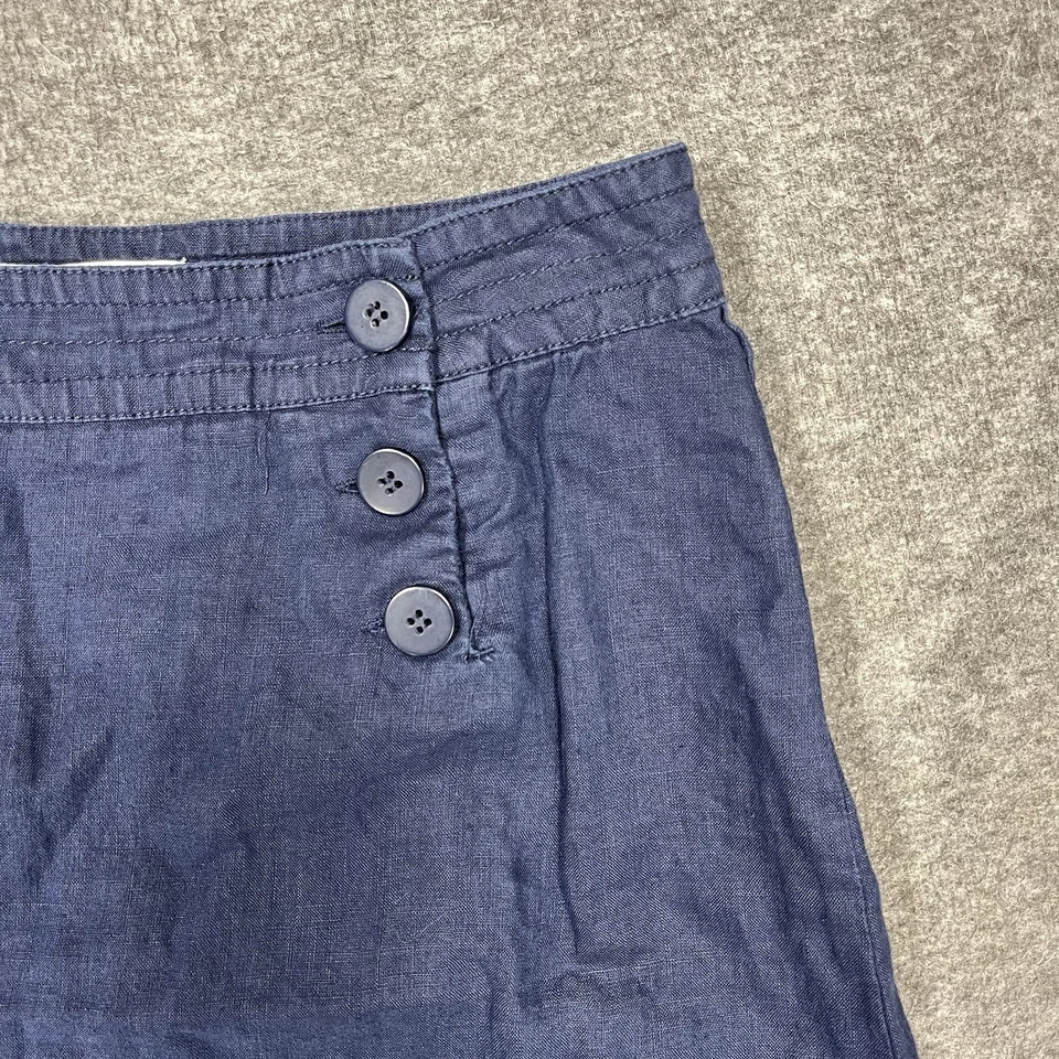 Minifalda Max Studio de lino para mujer 4 azul marino con botones delanteros marinero preppy Foto 3 de 4