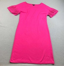 Talbots Dress Womens Medium Pink Short Cutwork Sleeves Pullover