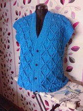 Damen Strickweste Handarbeit Ärmellos Größe 44- 46  Blau