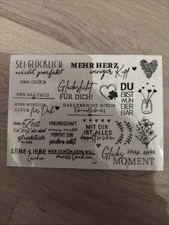 RUB On Sticker Set Scrapbooking Keraflott Resin Sprich Sprüche Schriftzug