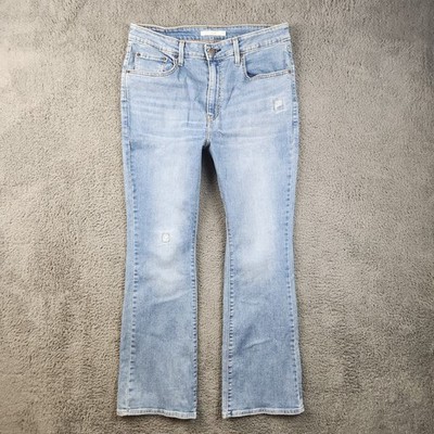 Levis 725 High Rise Bootcut Jeans Women's 32 Light Blue Stretch Denim Pants Logo