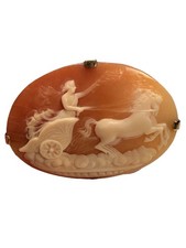 Antique Shell Cameo Of Roman Goddess Aurora in Her Chariot