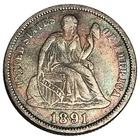 1891 Seated Liberty Dime – VF Condition – Final Year Issue – 90% Silver –#958